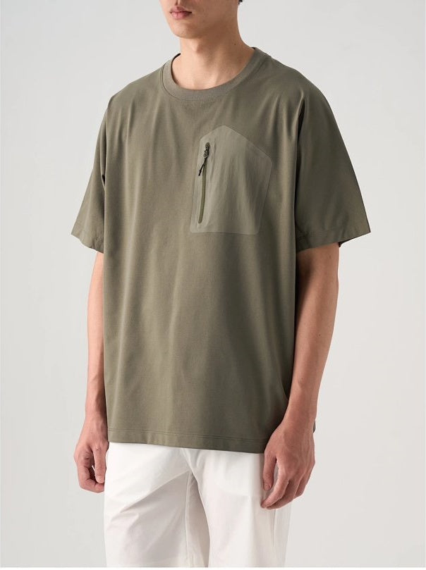 Quick-Dry Crewneck Pocket-Detail T-Shirt - Green