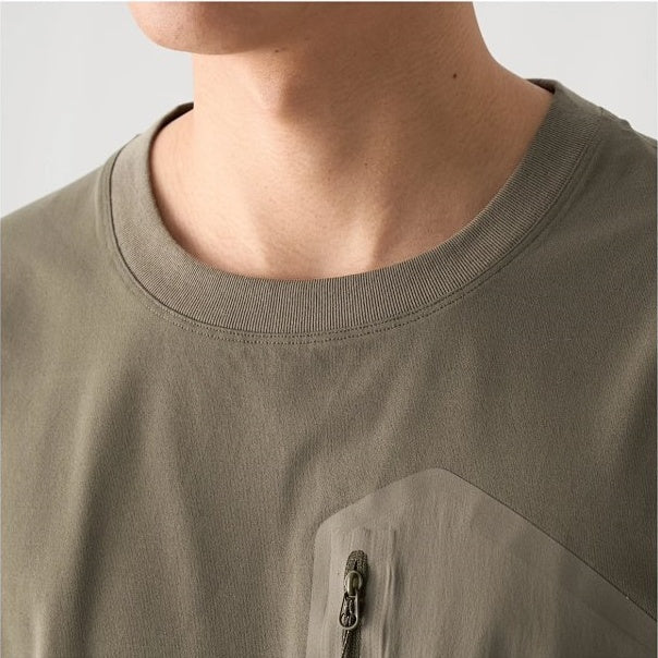 Quick-Dry Crewneck Pocket-Detail T-Shirt - Green