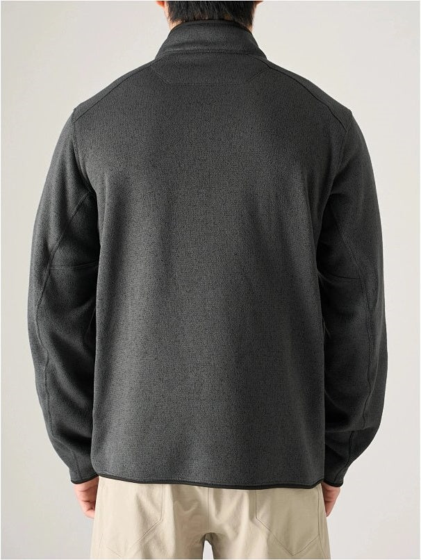 CVT Knit Fleece High-Collar Half-Zip Pullover - Black Gray