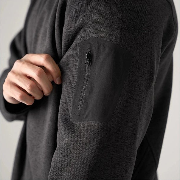 CVT Knit Fleece Stand-Collar Full-Zip Jacket - Black Gray