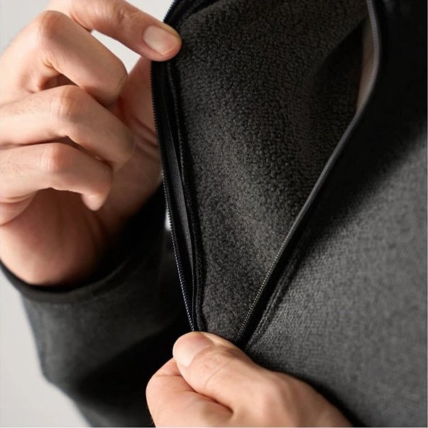 CVT Knit Fleece High-Collar Half-Zip Pullover - Black Gray
