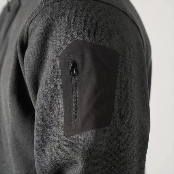 CVT Knit Fleece High-Collar Half-Zip Pullover - Black Gray