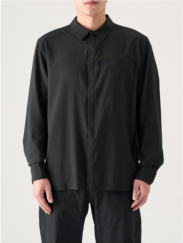 SYL Men's Concealed-Snap Utility Shirt - Ink Black