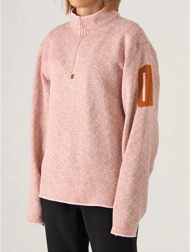 CVT Knit Fleece High-Collar Half-Zip Pullover - Evening Mist Pink