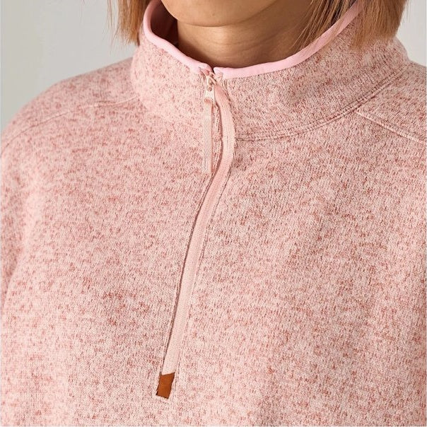 CVT Knit Fleece High-Collar Half-Zip Pullover - Evening Mist Pink