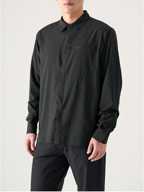 SYL Men's Concealed-Snap Utility Shirt - Ink Black