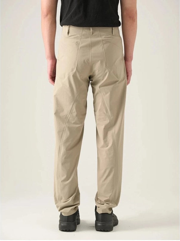 V ORON Men's DWR Stretch Straight-Leg Trousers - Elegant Brown