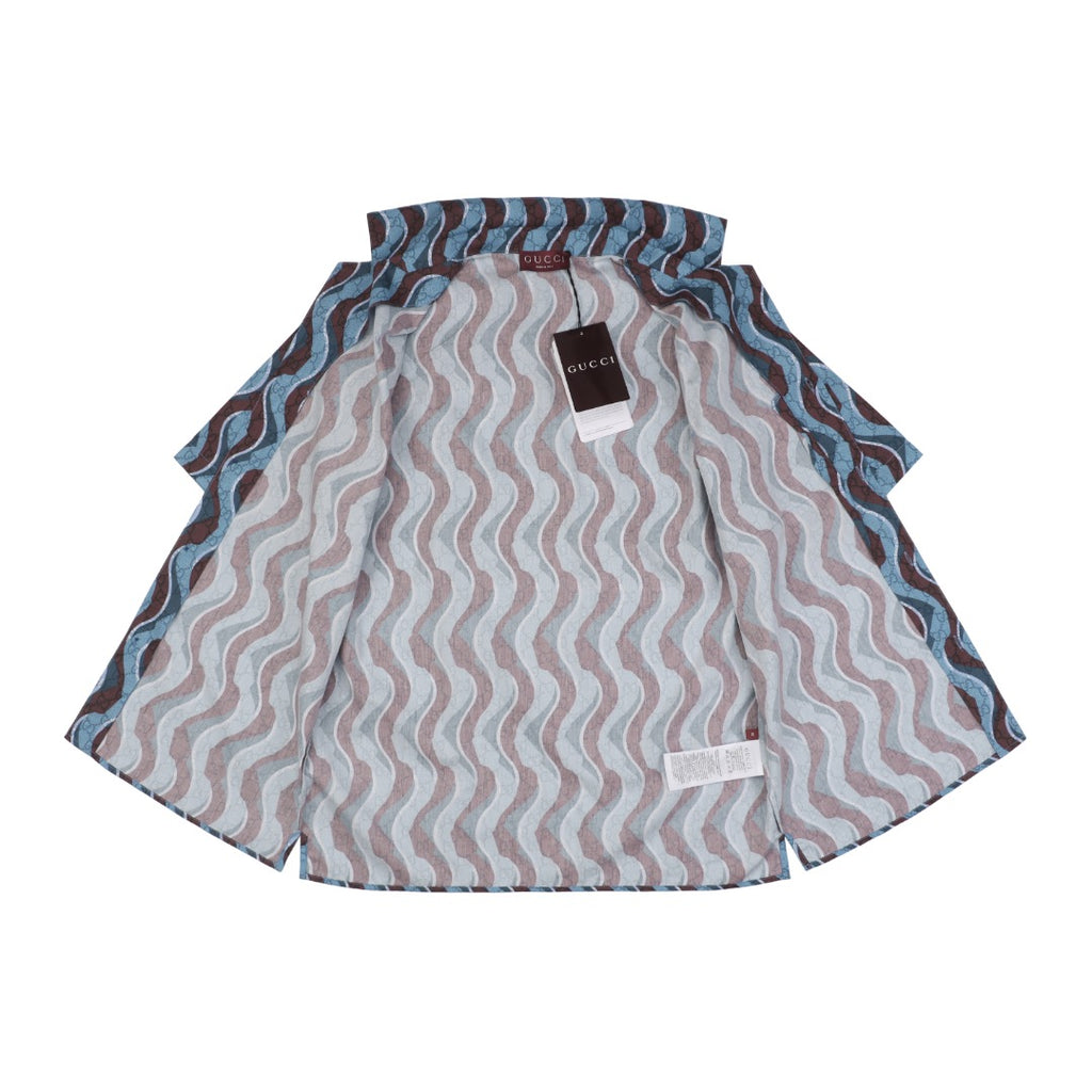 Gucci 25SS Wavy Serpentine Stripe Print Short Sleeve Camp Shirt