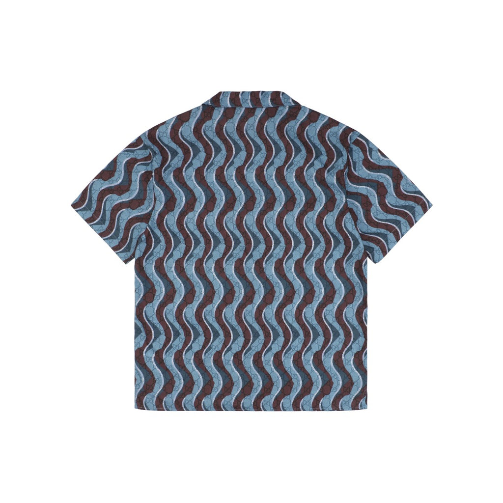 Gucci 25SS Wavy Serpentine Stripe Print Short Sleeve Camp Shirt