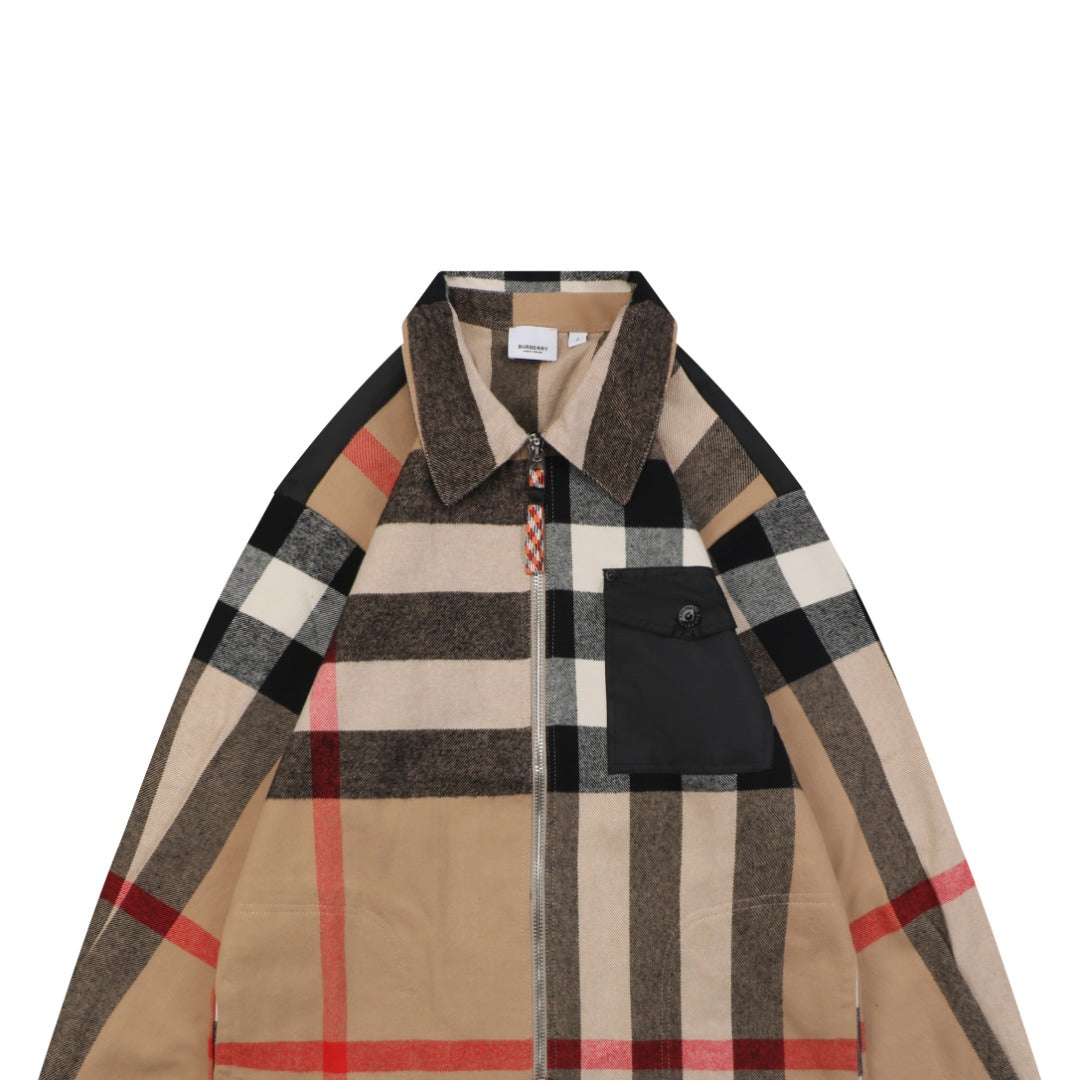 Burberry Colorblock Pocket Oversized Check Jacket