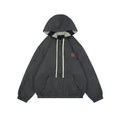 Miu Miu 26FW Navy Stripe Reversible Hooded Jacket — Charcoal Side