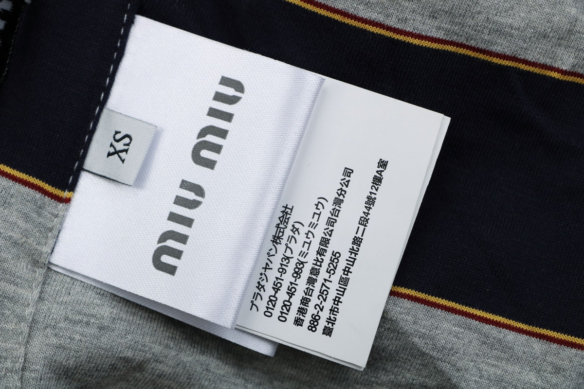 Miu Miu 26FW Navy Stripe Reversible Hooded Jacket — Charcoal Side