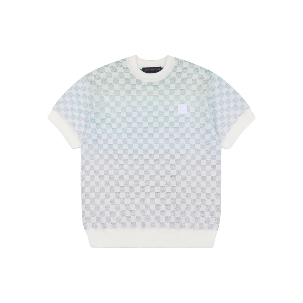 Louis Vuitton 25SS Gradient Damier Checkerboard Knit Short Sleeve Top