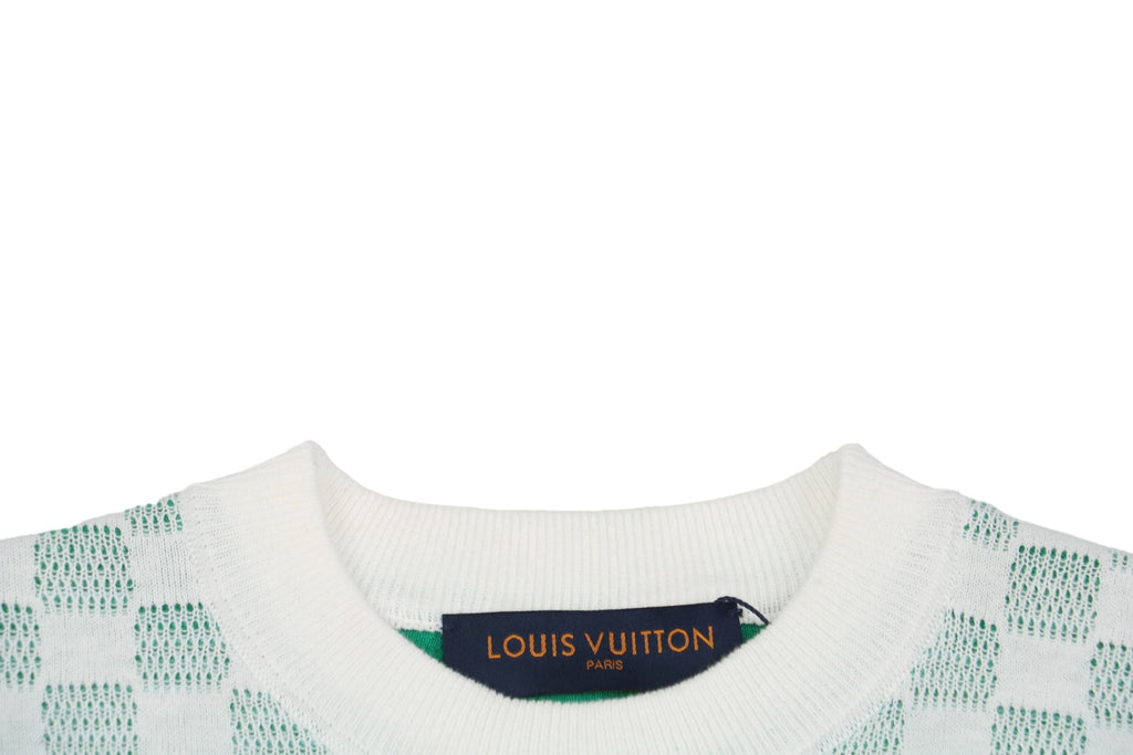 Louis Vuitton 25SS Gradient Damier Checkerboard Knit Short Sleeve Top
