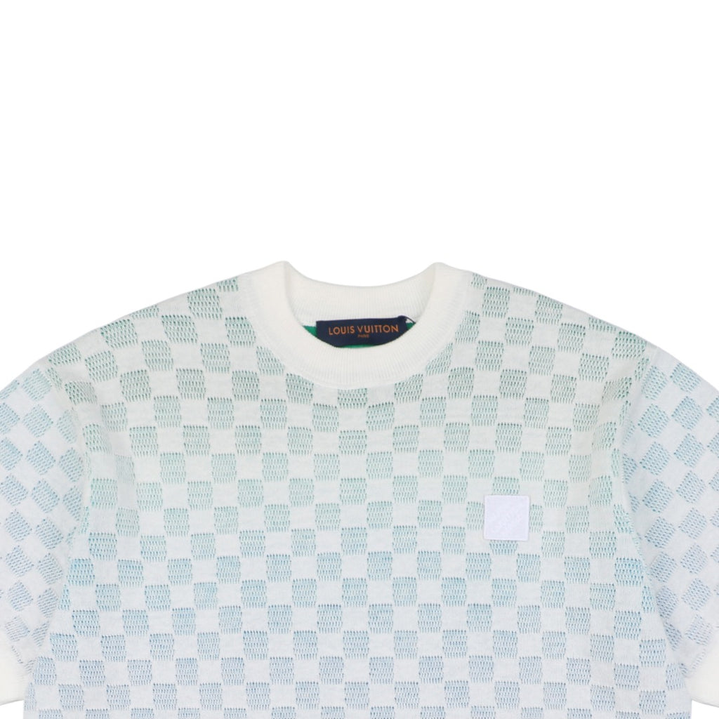 Louis Vuitton 25SS Gradient Damier Checkerboard Knit Short Sleeve Top