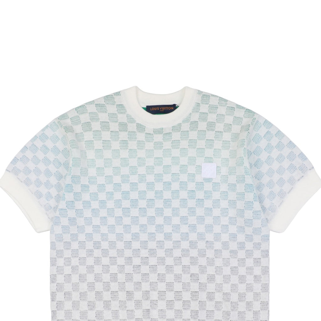 Louis Vuitton 25SS Gradient Damier Checkerboard Knit Short Sleeve Top