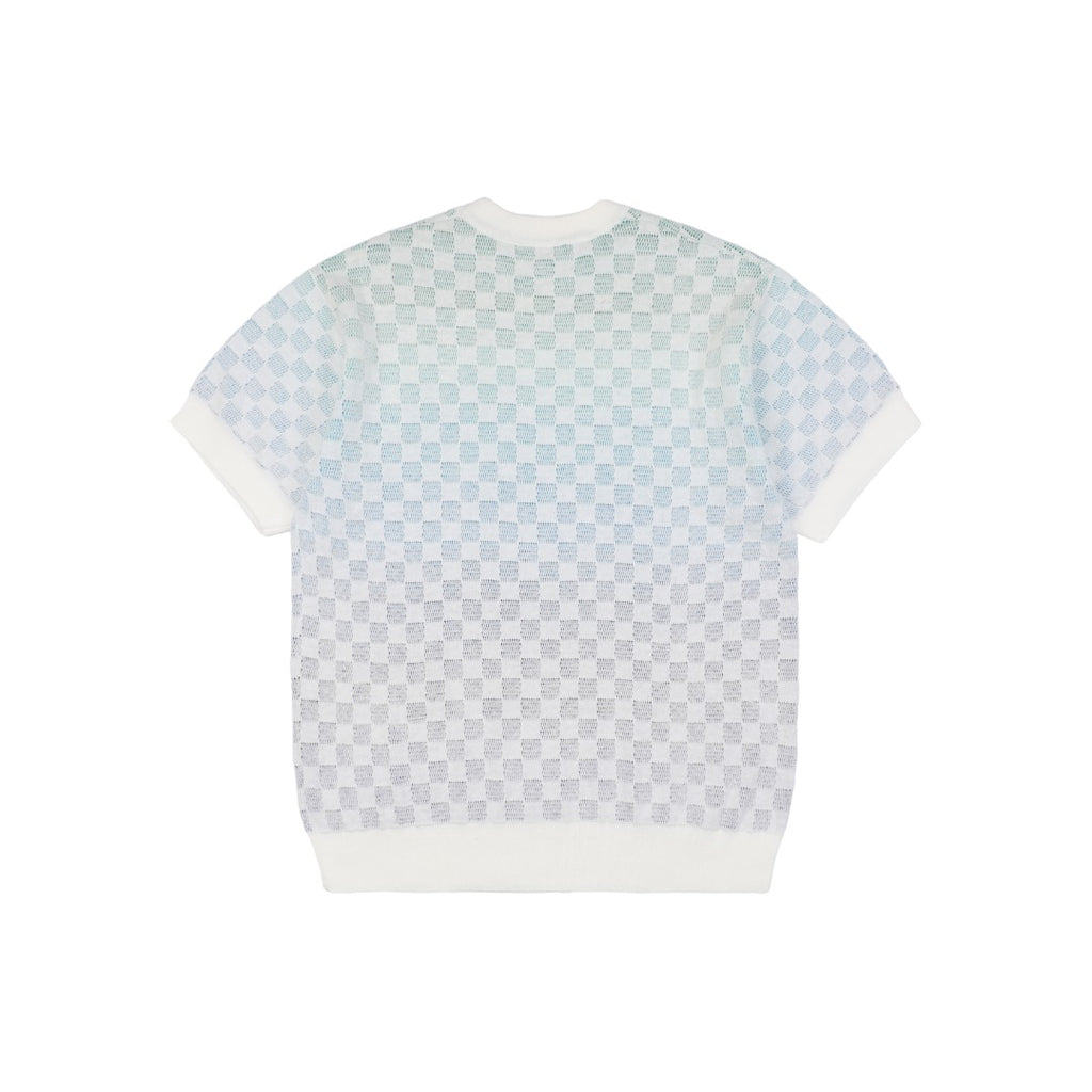 Louis Vuitton 25SS Gradient Damier Checkerboard Knit Short Sleeve Top