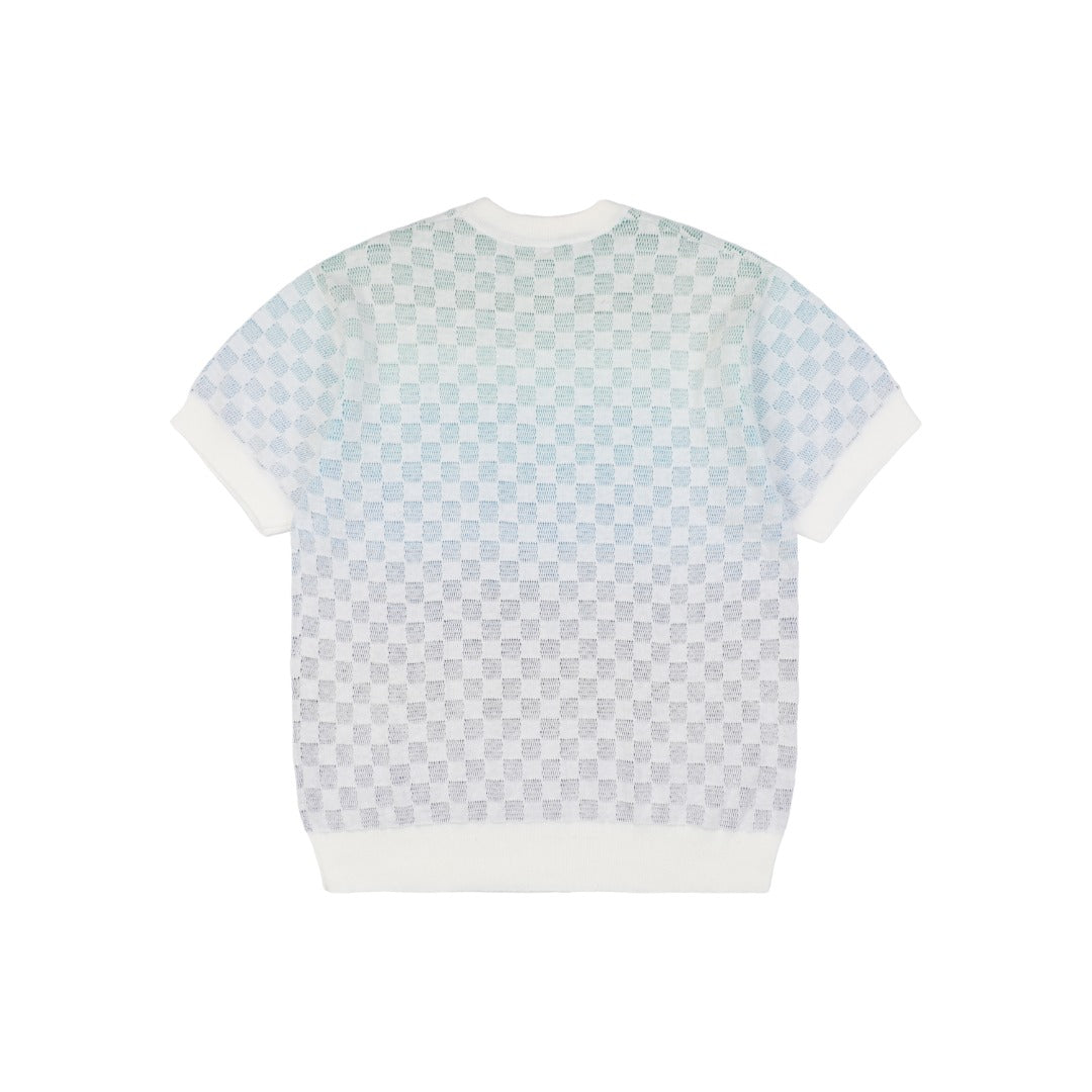 Louis Vuitton 25SS Gradient Damier Checkerboard Knit Short Sleeve Top