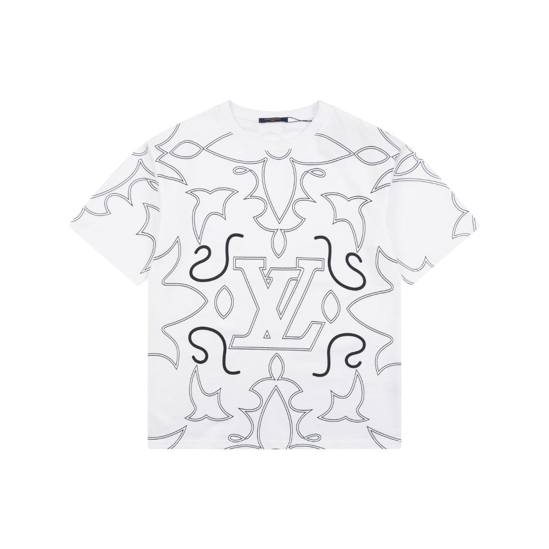 Louis Vuitton All-Over Monogram Sketch Line Art Print Short Sleeve Tee