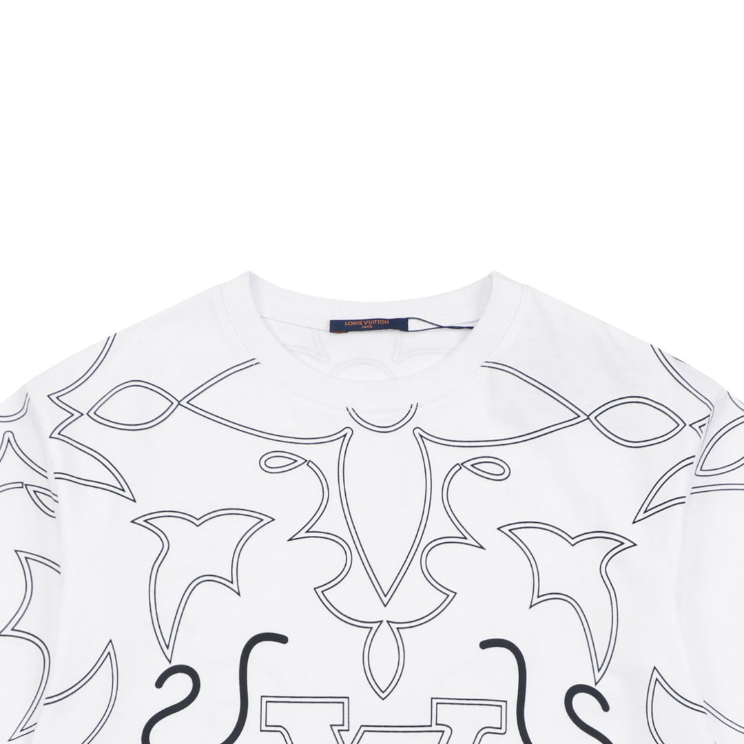 Louis Vuitton All-Over Monogram Sketch Line Art Print Short Sleeve Tee