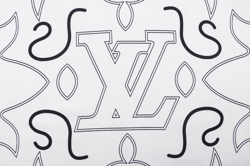 Louis Vuitton All-Over Monogram Sketch Line Art Print Short Sleeve Tee