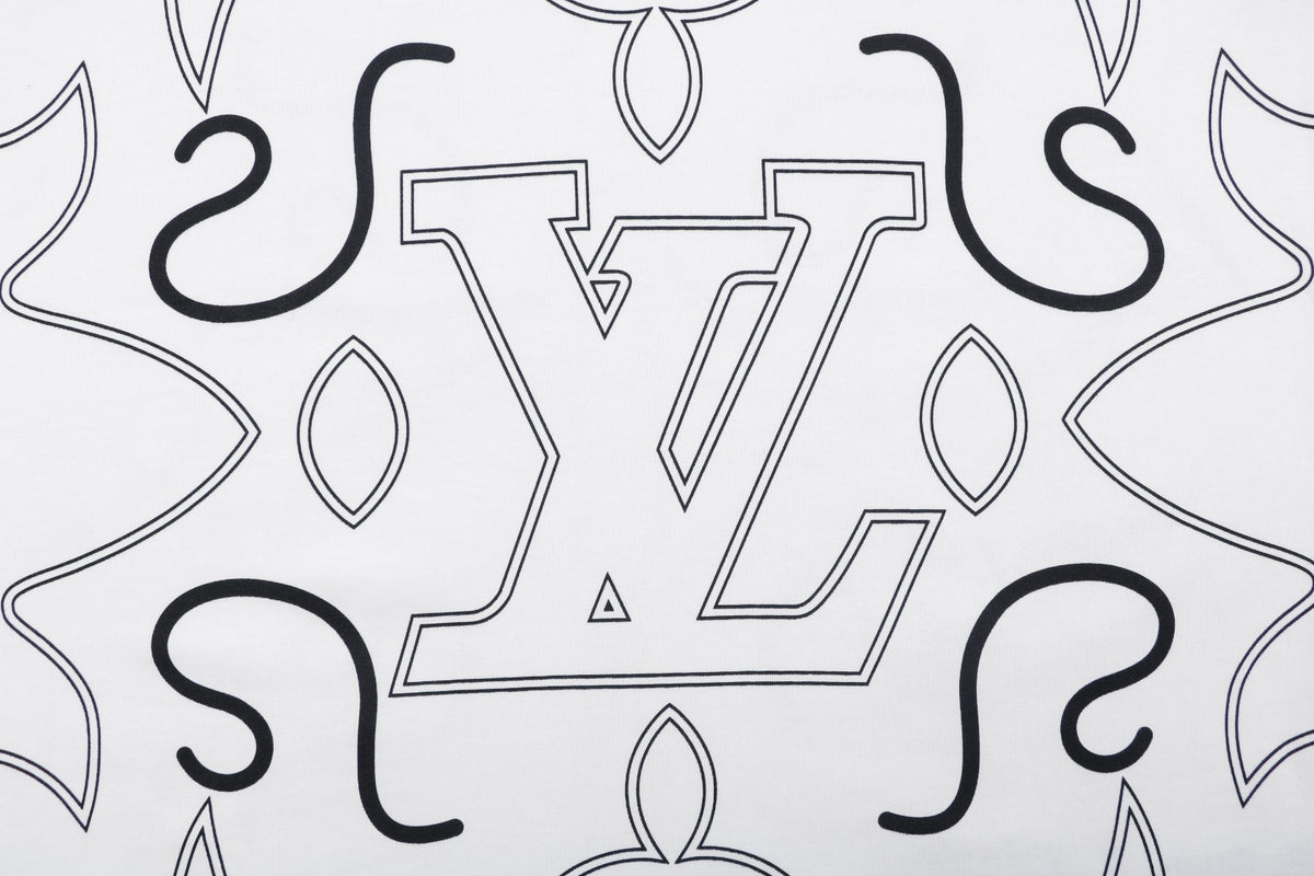 Louis Vuitton All-Over Monogram Sketch Line Art Print Short Sleeve Tee