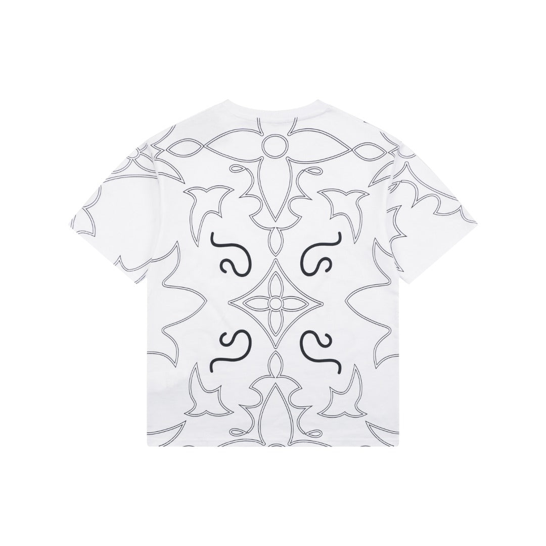 Louis Vuitton All-Over Monogram Sketch Line Art Print Short Sleeve Tee