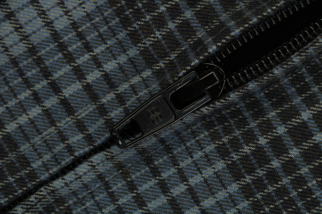 Balenciaga Paris Blue-Grey Check Padded Overshirt Jacket