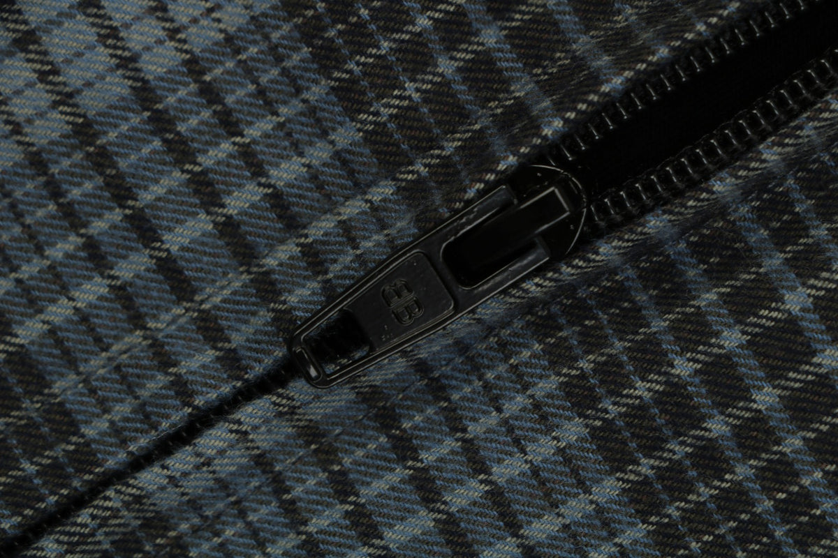 Balenciaga Paris Blue-Grey Check Padded Overshirt Jacket