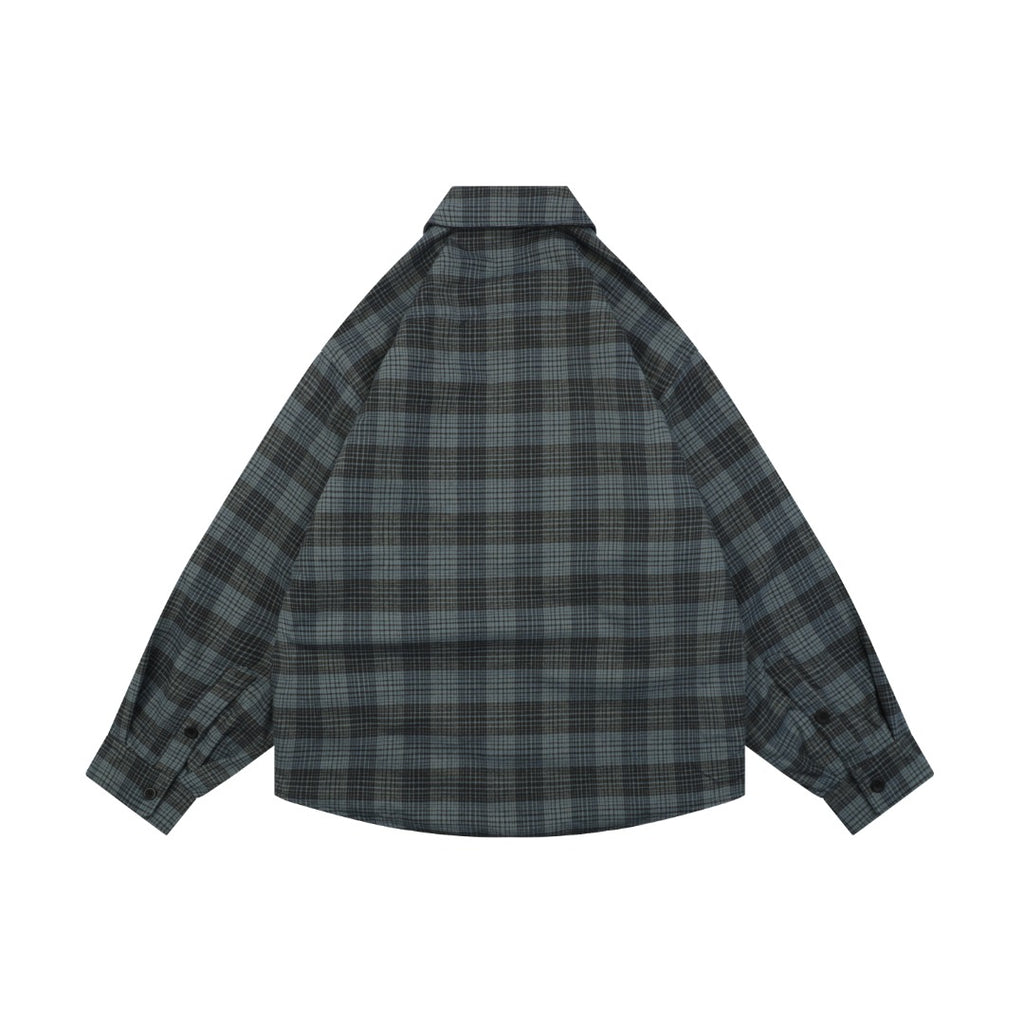 Balenciaga Paris Blue-Grey Check Padded Overshirt Jacket