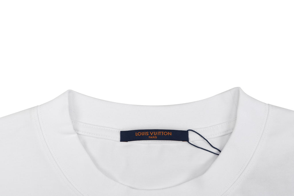 Louis Vuitton Graffiti Diamond Monogram Print Long Sleeve Tee — White