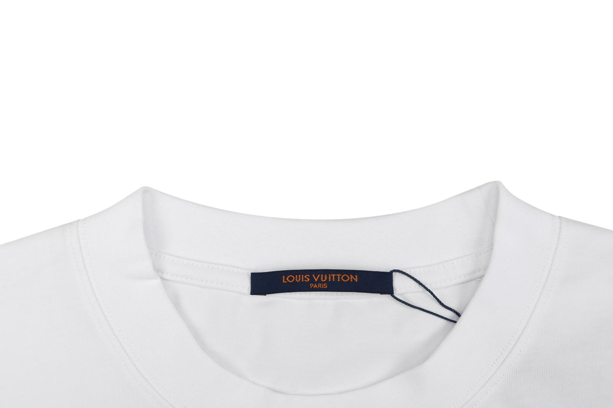 Louis Vuitton Graffiti Diamond Monogram Print Long Sleeve Tee — White