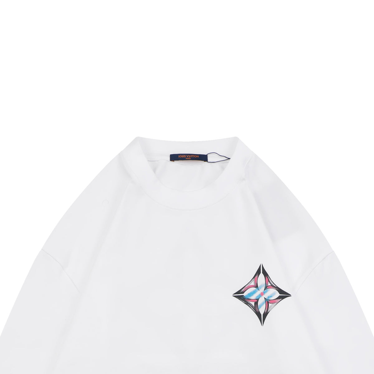 Louis Vuitton Graffiti Diamond Monogram Print Long Sleeve Tee — White