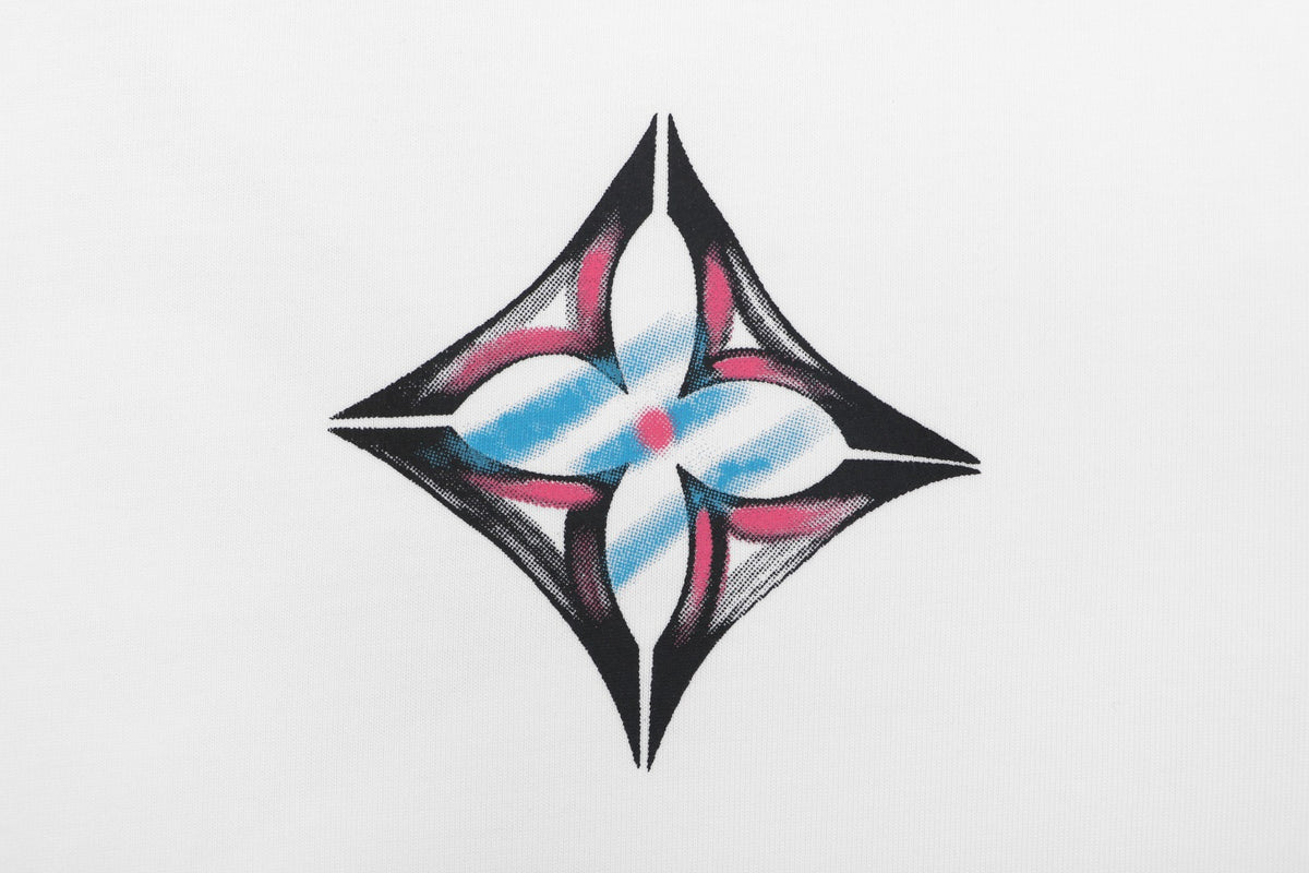 Louis Vuitton Graffiti Diamond Monogram Print Long Sleeve Tee — White