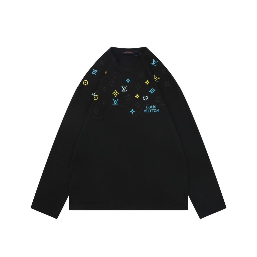 Louis Vuitton Layered Yellow-Blue Monogram Embroidery Long Sleeve Tee