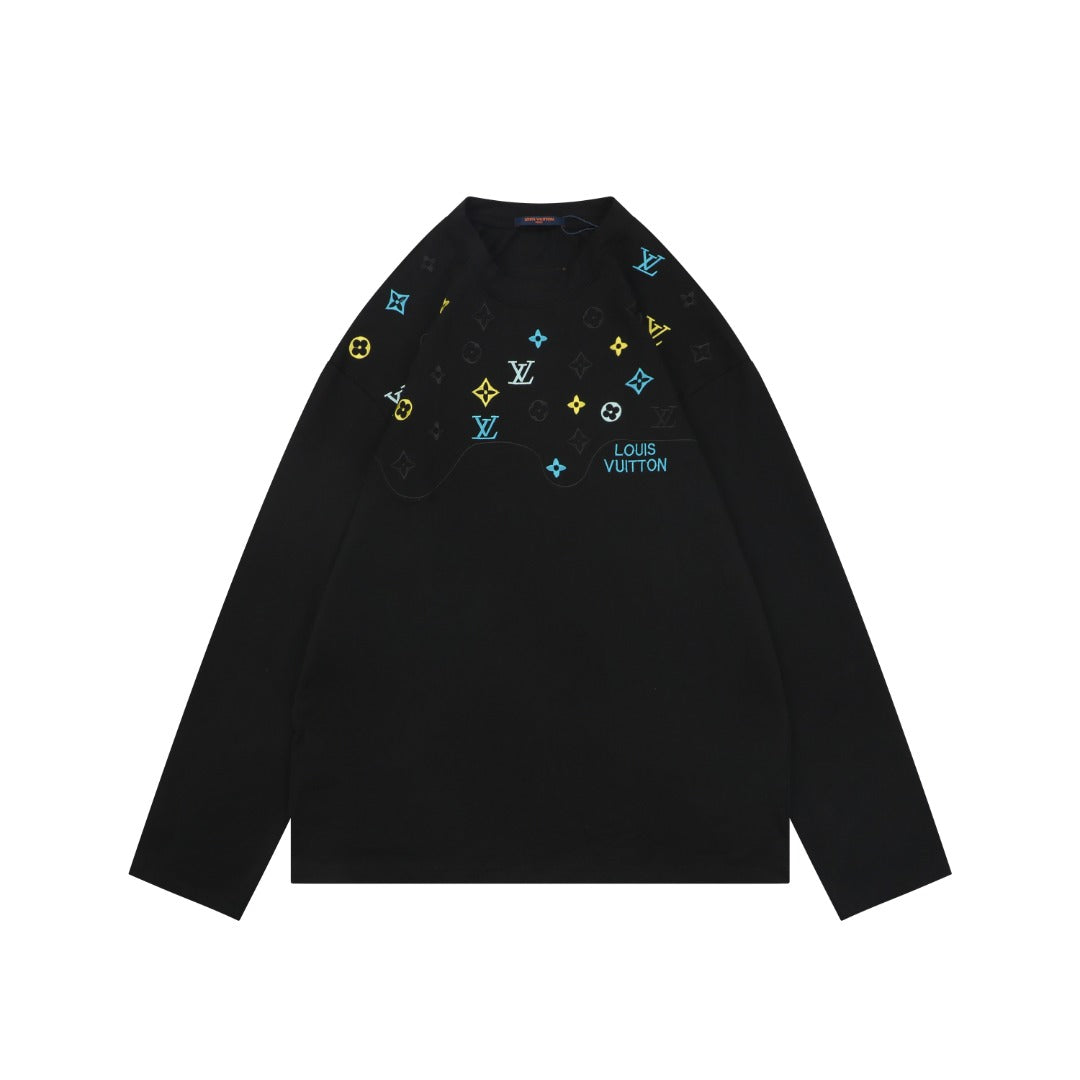 Louis Vuitton Layered Yellow-Blue Monogram Embroidery Long Sleeve Tee