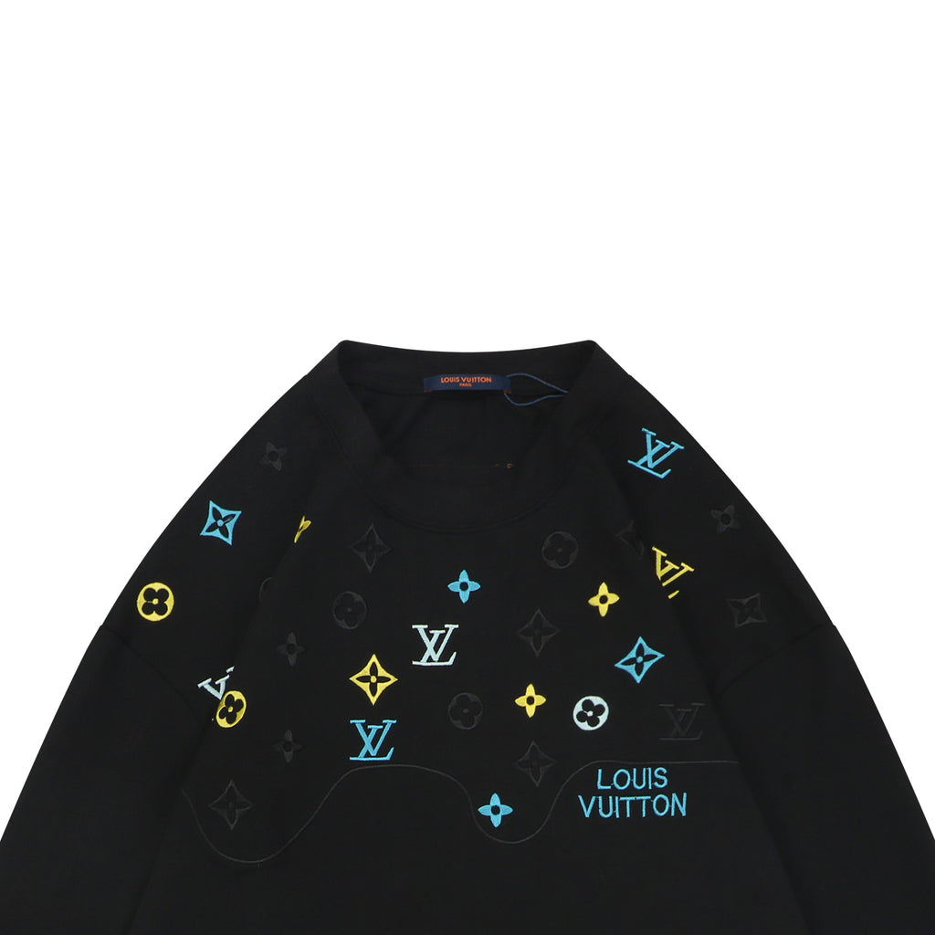 Louis Vuitton Layered Yellow-Blue Monogram Embroidery Long Sleeve Tee