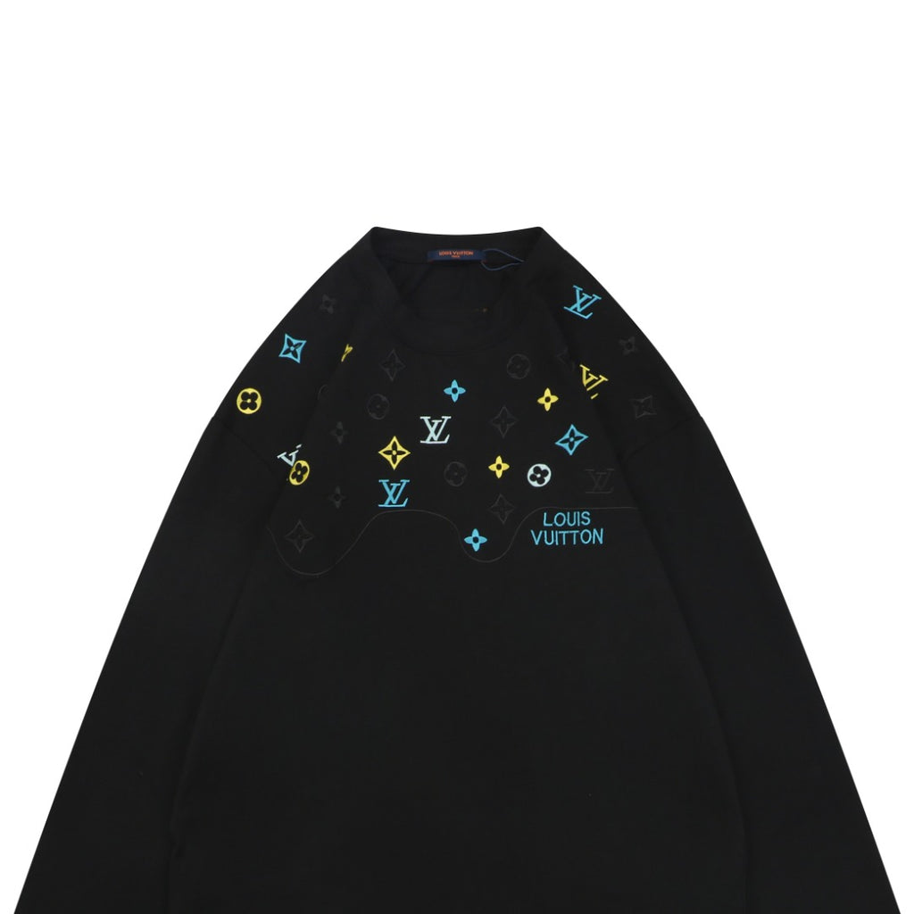 Louis Vuitton Layered Yellow-Blue Monogram Embroidery Long Sleeve Tee
