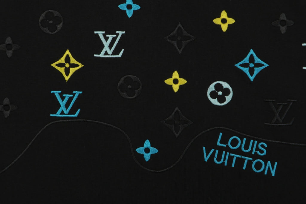 Louis Vuitton Layered Yellow-Blue Monogram Embroidery Long Sleeve Tee