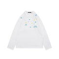 Louis Vuitton Layered Yellow-Blue Monogram Embroidery Long Sleeve Tee — White