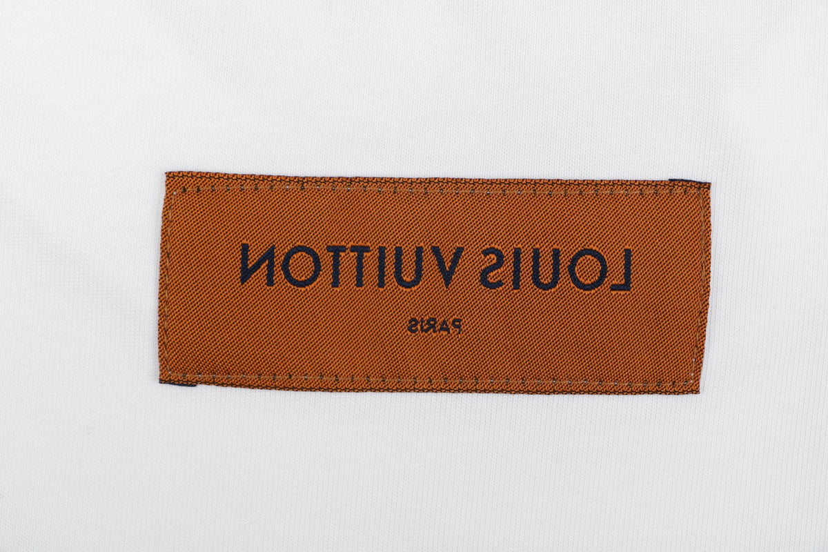 Louis Vuitton Layered Yellow-Blue Monogram Embroidery Long Sleeve Tee — White