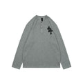 Chrome Hearts Cross Leather Patch Waffle Henley Long Sleeve — Grey
