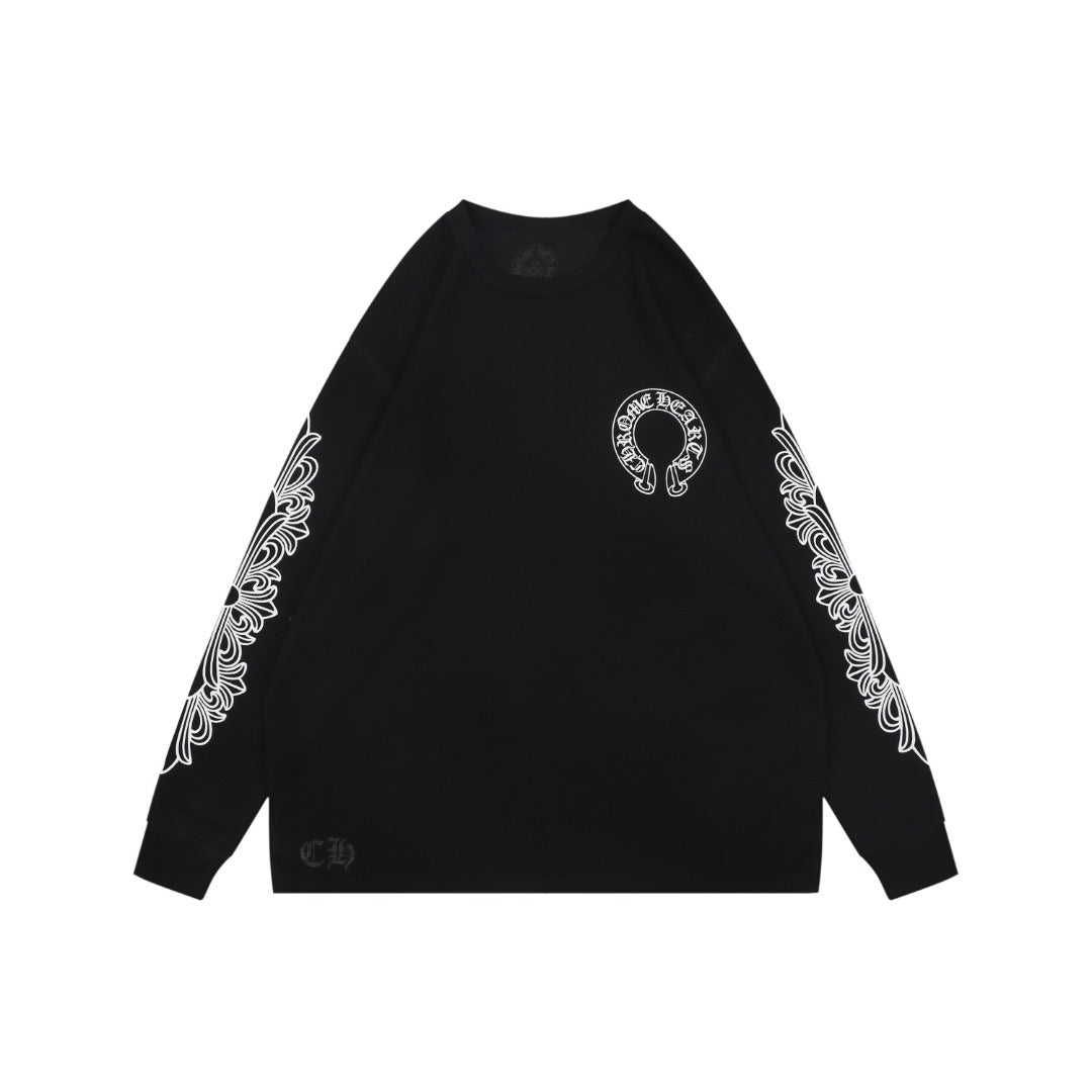 Chrome Hearts Waffle Cross Floral Arm Sanskrit Scroll Print Long Sleeve
