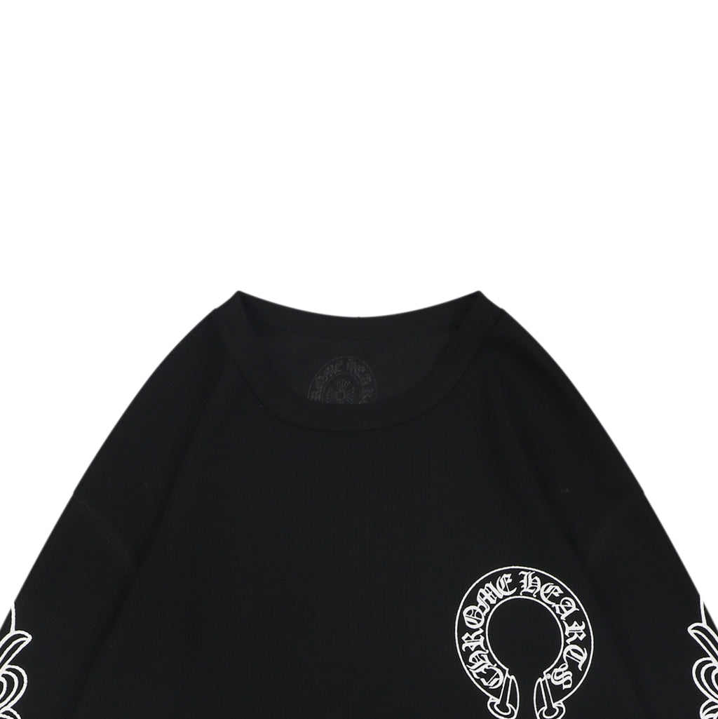 Chrome Hearts Waffle Cross Floral Arm Sanskrit Scroll Print Long Sleeve