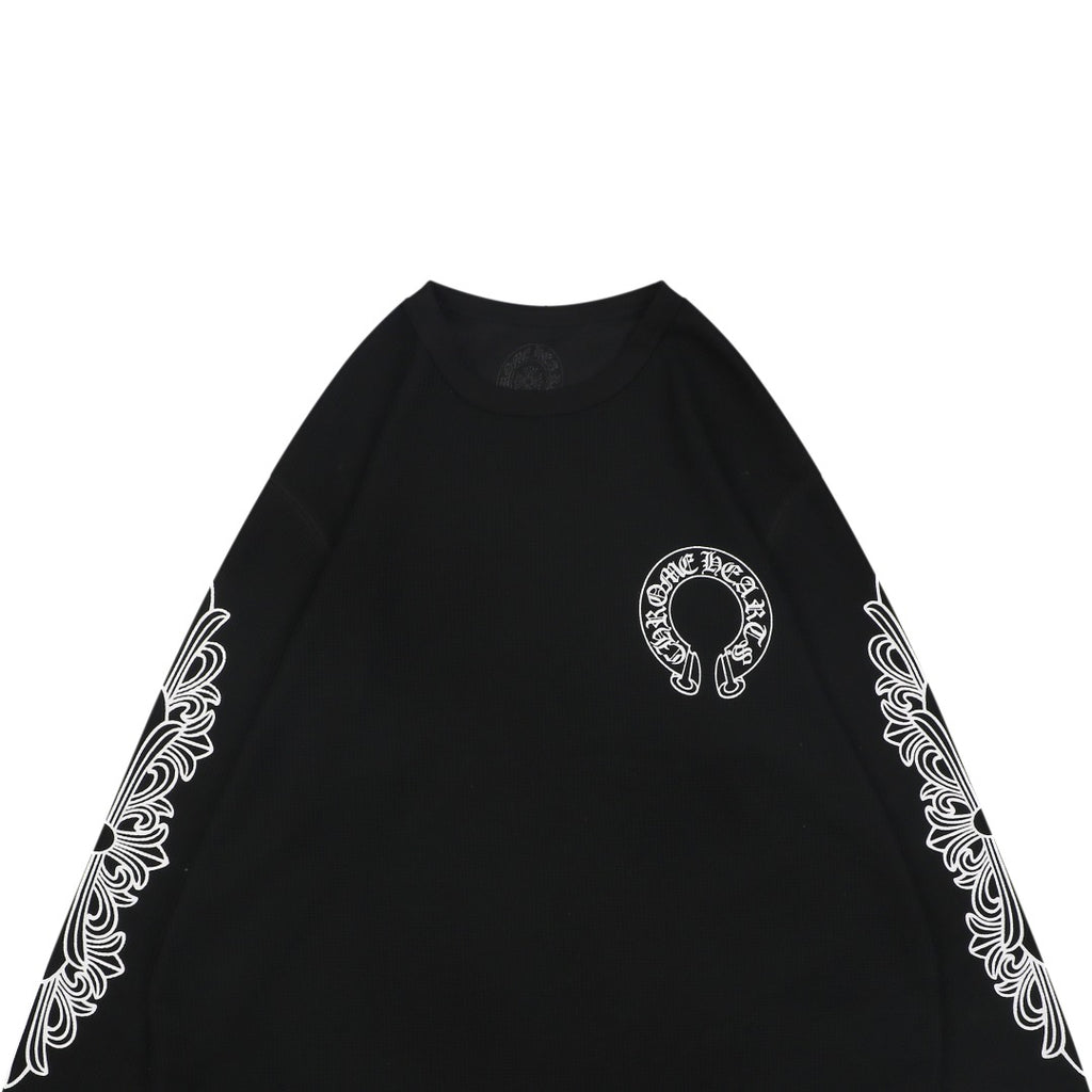 Chrome Hearts Waffle Cross Floral Arm Sanskrit Scroll Print Long Sleeve