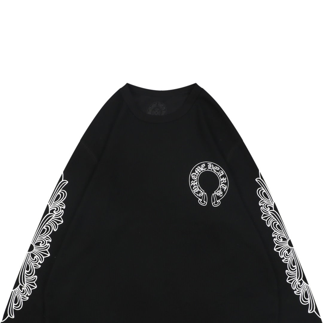 Chrome Hearts Waffle Cross Floral Arm Sanskrit Scroll Print Long Sleeve
