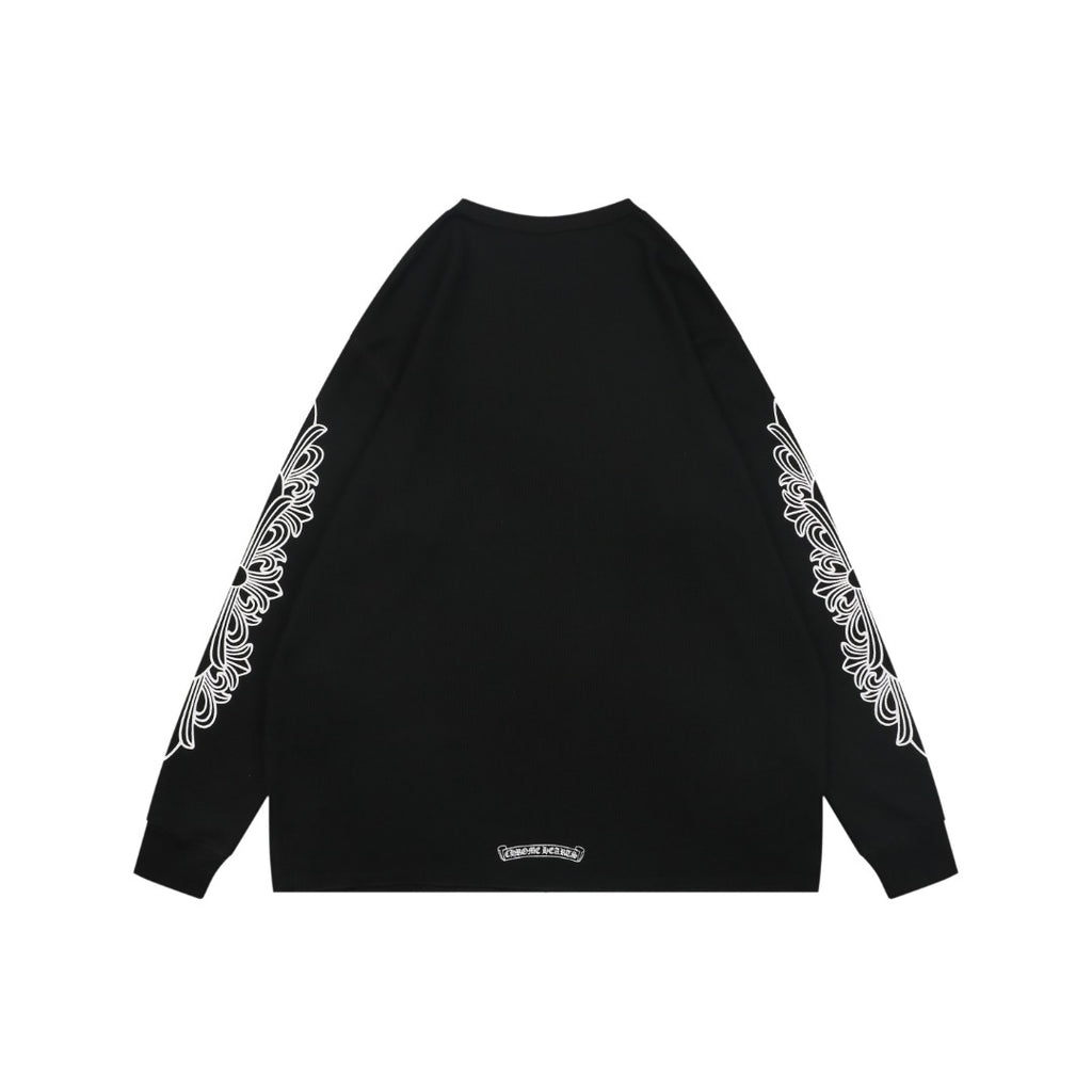 Chrome Hearts Waffle Cross Floral Arm Sanskrit Scroll Print Long Sleeve