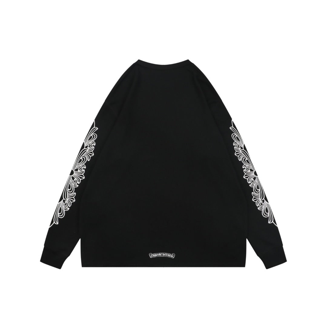 Chrome Hearts Waffle Cross Floral Arm Sanskrit Scroll Print Long Sleeve