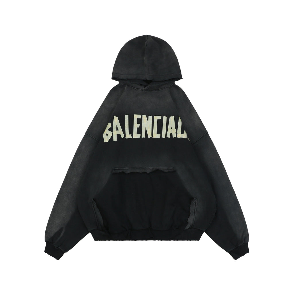Balenciaga Yellow Tape Print Oversized Hoodie