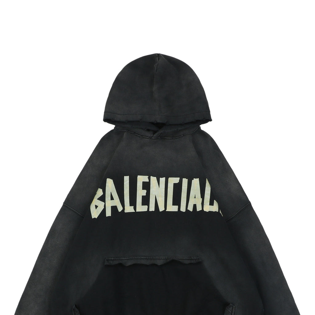 Balenciaga Yellow Tape Print Oversized Hoodie